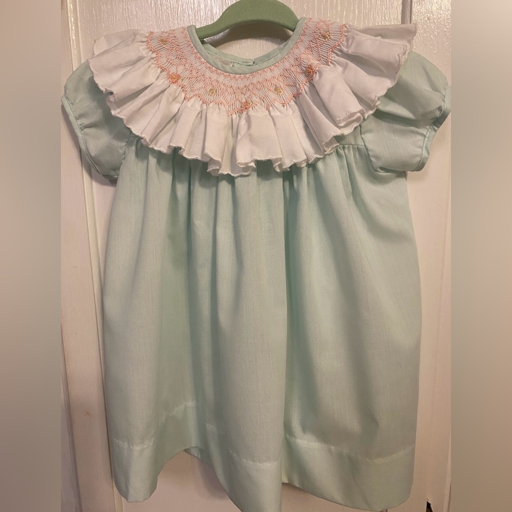 Mint Green Baby Dress with Ruffled Collar